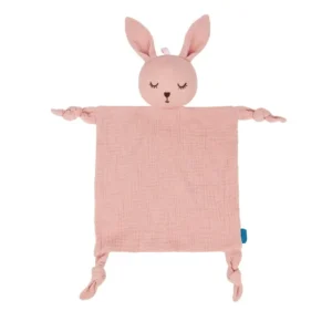 Doudou Lapin Plat Rose en Coton
