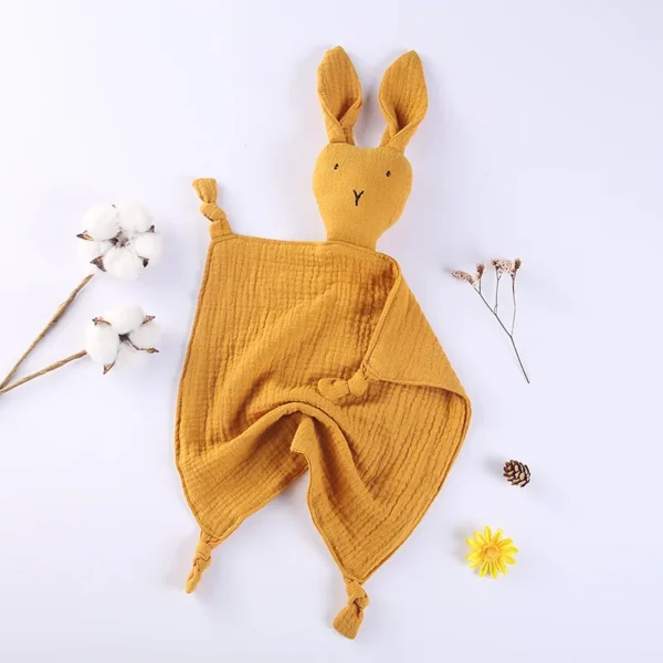 Doudou Lapin Naissance Jaune Moutard